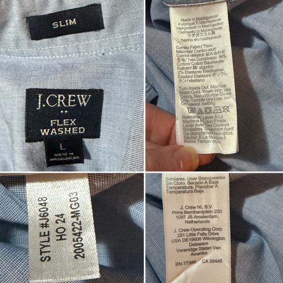 J. Crew Factory Light Blue Slim Flex Casual Button Down Shirt Waterfall Blue L - Picture 12 of 12